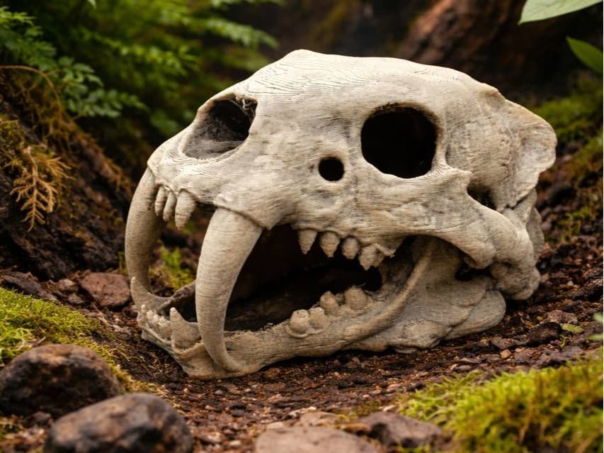 Saber-toothed Tiger Skull (Smilodon) - Realistic Terrarium Hideaway on Terra Market
